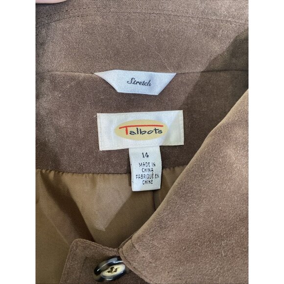 Talbots Brown Ultra Suede Blazer Sz 14 Jacket Lined Button Front Pockets Jacket - Picture 7 of 8